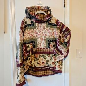 Vintage 90s Bed Quilt Floral Patchwork Hoodie